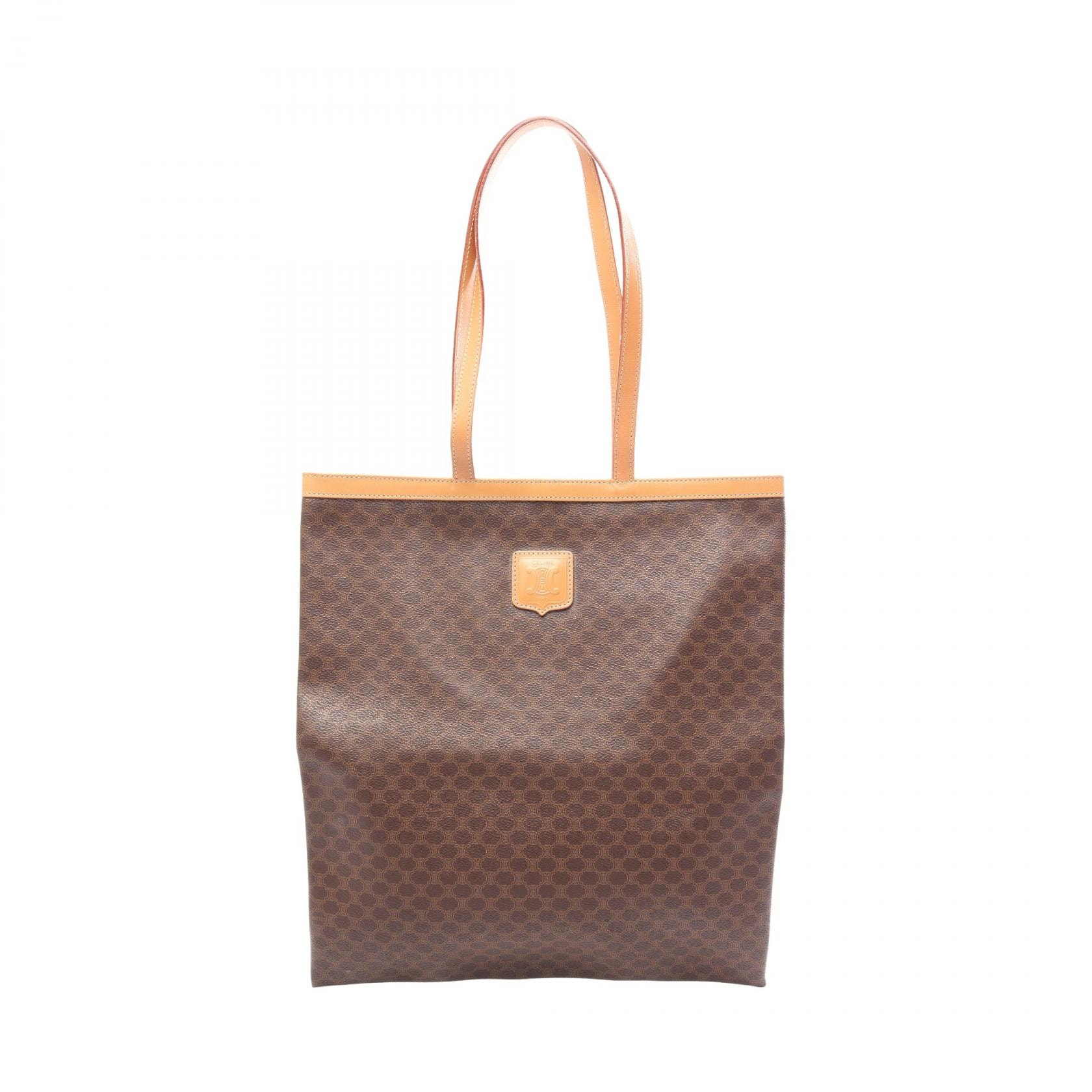 セリーヌ CELINE マカダム トートバッグ バッグ PVCコーティングキャンバス レザー レディース ブラウン系 【中古】