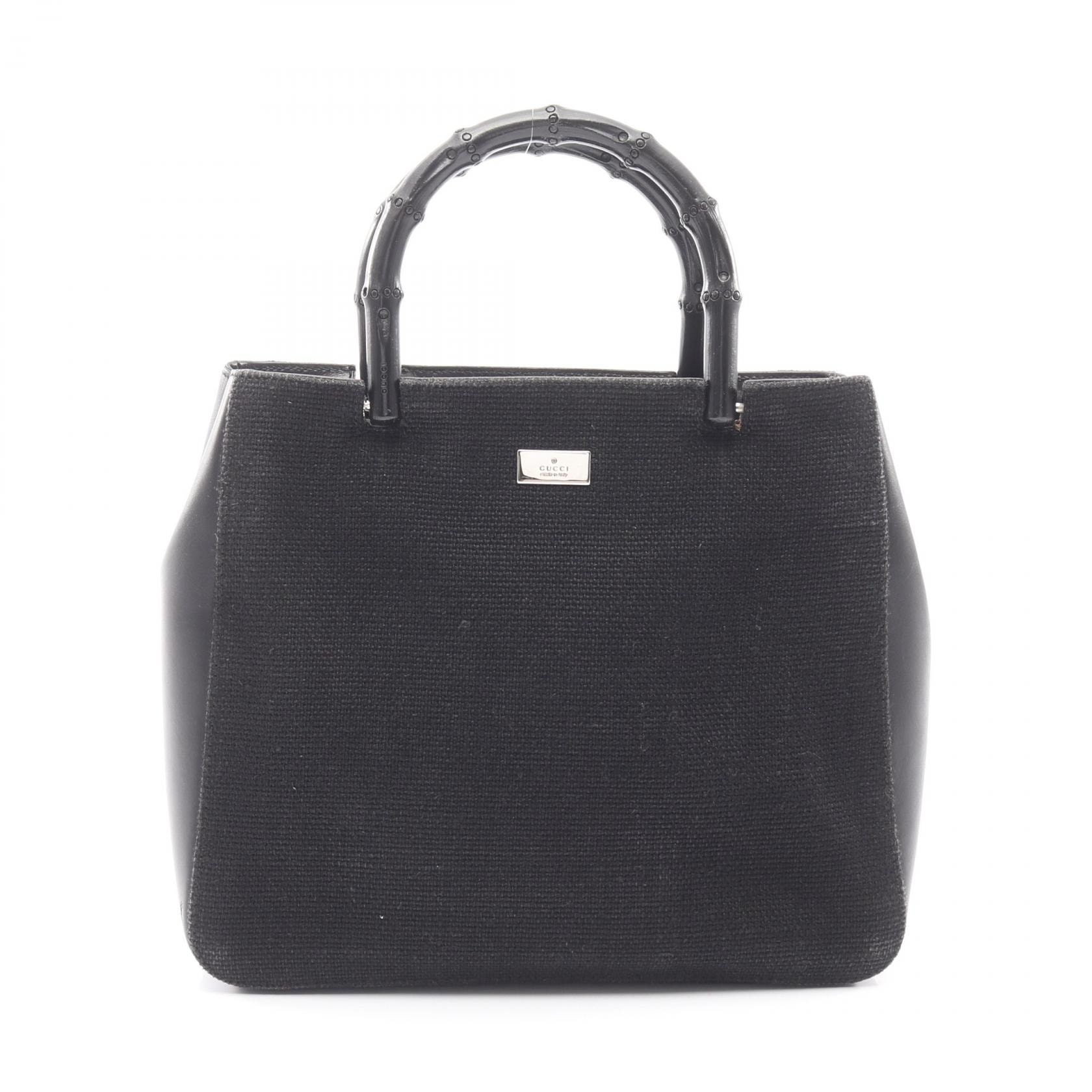 グッチ GUCCI バンブー ハンドバッグ バッグ キャンバス レザー レディース ブラック系 002 1061 【中古】