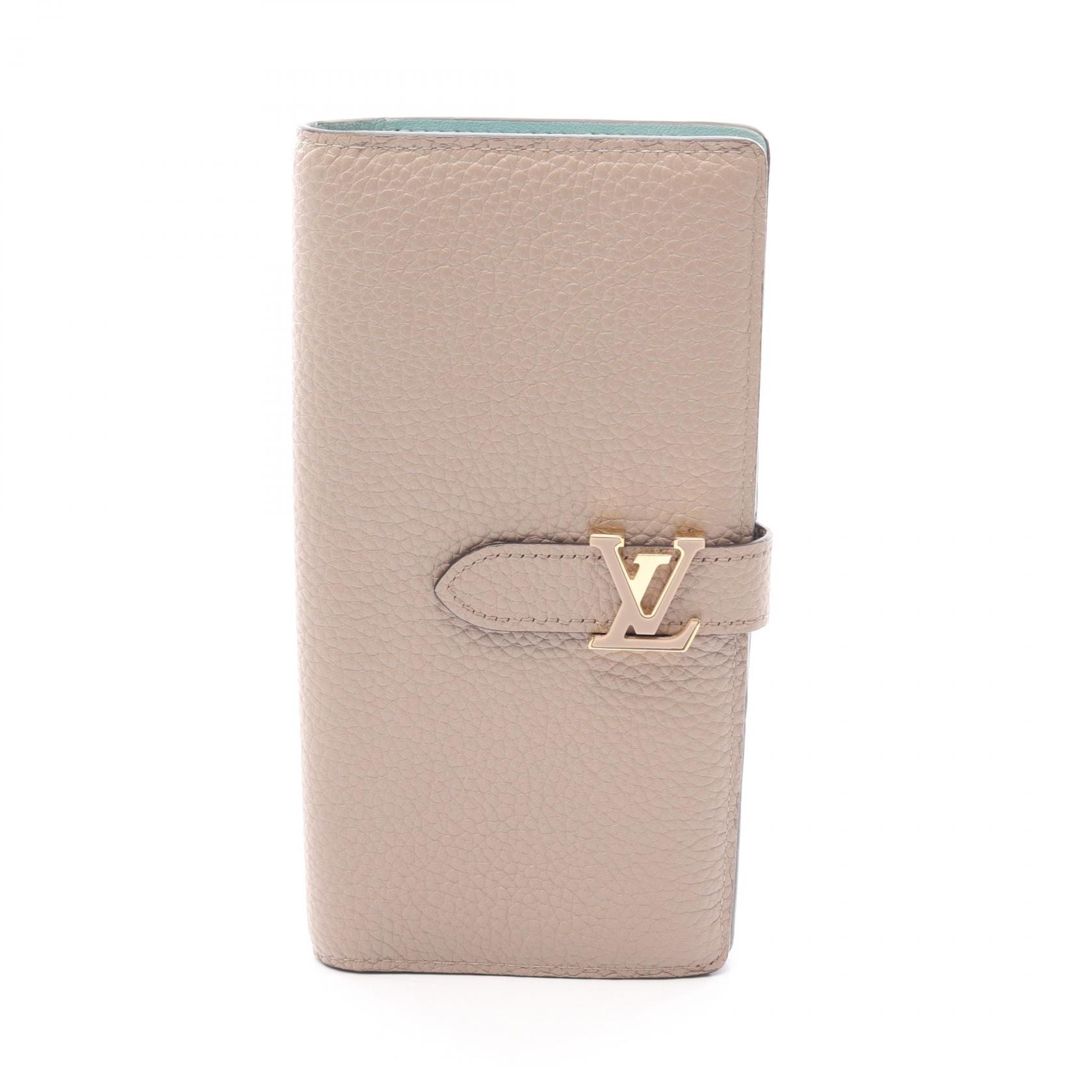 ルイ・ヴィトン LOUIS VUITTON LVヴェルティカル ウォレット 二つ折り長財布 財布 レザー トリヨンレザー ガレ レディース ベージュ系 M81367 【中古】