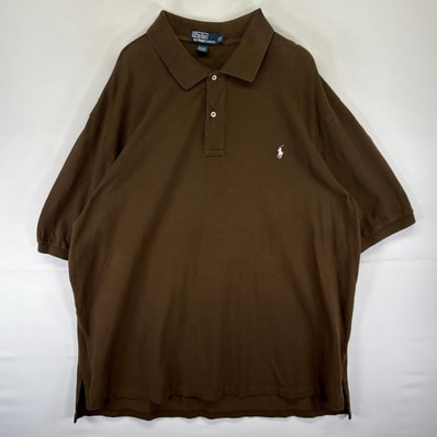 古着 ポロバイラルフローレン Polo by Ralph Lauren 鹿の子 半袖シャツ ワンポイント ロゴ 刺繍 3XLT ブラウン系 無地 メンズ