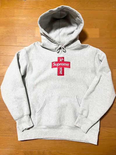 Supreme Cross Box Logo Hooded Sweatshirt "Grey"