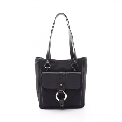 ブルガリ BVLGARI ロゴマニア トートバッグ バッグ キャンバス レザー レディース ブラック系 【中古】