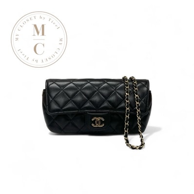 シャネル CHANEL バッグ ショルダーバッグ ラムスキン ブラック ゴールド ココマーク マトラッセ メガネケース チェーン
