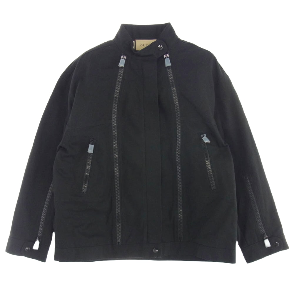 GUCCI グッチ ジャケット 22SS 701259 XDBZM フロント ダブルジップ デニム ブルゾン ジャケット ブラック系 44【極上美品】【中古】