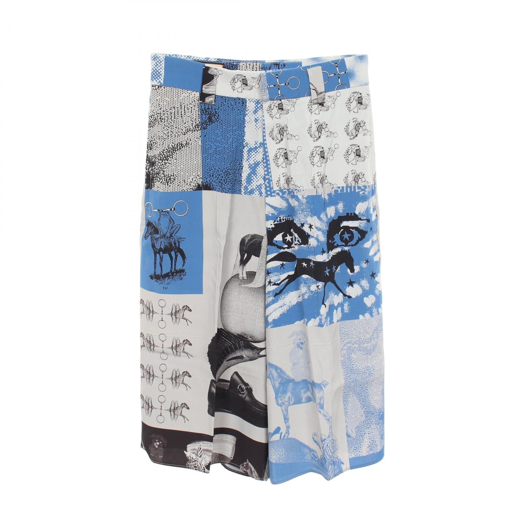 グッチ GUCCI パンツ 衣料品 ボトムス レーヨン メンズ ブルー系 / グレー系 【中古】