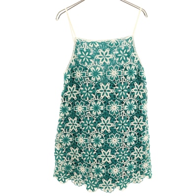 ZARA ザラ クロシェ キャミワンピース XS グリーン カギ編み