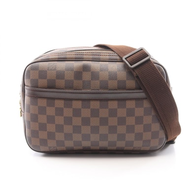 ルイ・ヴィトン LOUIS VUITTON リポーターPM ショルダーバッグ バッグ PVCコーティングキャンバス レザー ダミエ エベヌ レディース ブラウン系 N45253 【中古】