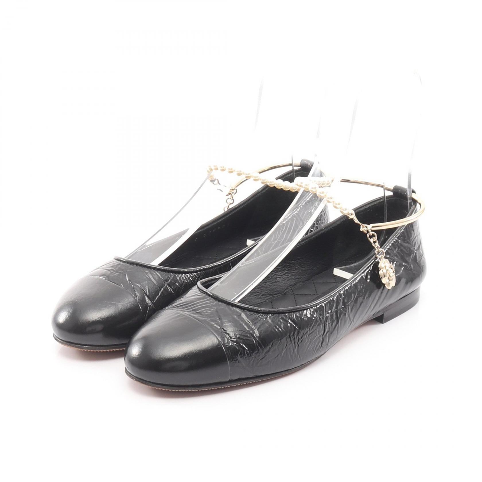 シャネル CHANEL バレリーナ ココマーク カメリア パール パンプス 靴 レザー レディース ブラック系 G38986 【中古】