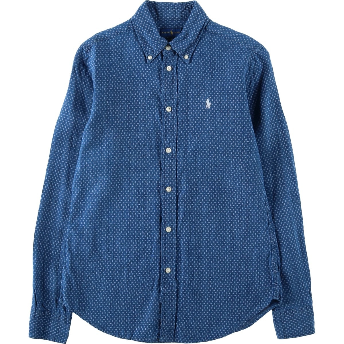 古着 ラルフローレン Ralph Lauren CLASSIC FIT クラシックフィット 総柄 長袖 リネン ボタンダウンシャツ レディースS相当/eaa619665