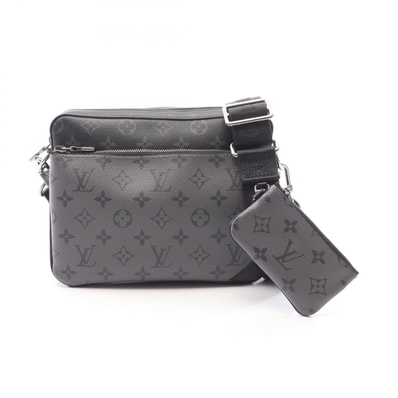 ルイ・ヴィトン LOUIS VUITTON トリオ メッセンジャー モノグラム エクリプス ショルダーバッグ バッグ PVCコーティングキャンバス レザー グレー メンズ ブラック系 / グレー系 M69443 【中古】