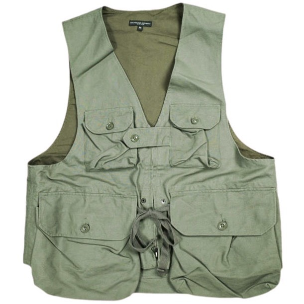Engineered Garments エンジニアードガーメンツ アメリカ製 Game Vest - Double Cloth ゲームベスト ダブルクロス M Olive ジレ ハンティング コットン トップス g25213