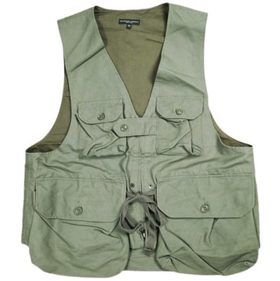 Engineered Garments エンジニアードガーメンツ アメリカ製 Game Vest - Double Cloth ゲームベスト ダブルクロス M Olive ジレ ハンティング コットン トップス g25213