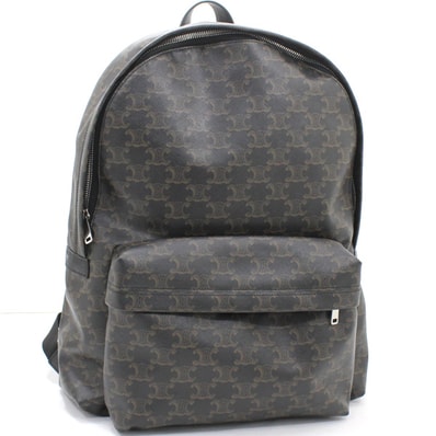 CELINE Medium Backpack in Triomphe Canvas & Calfskin "Black"
