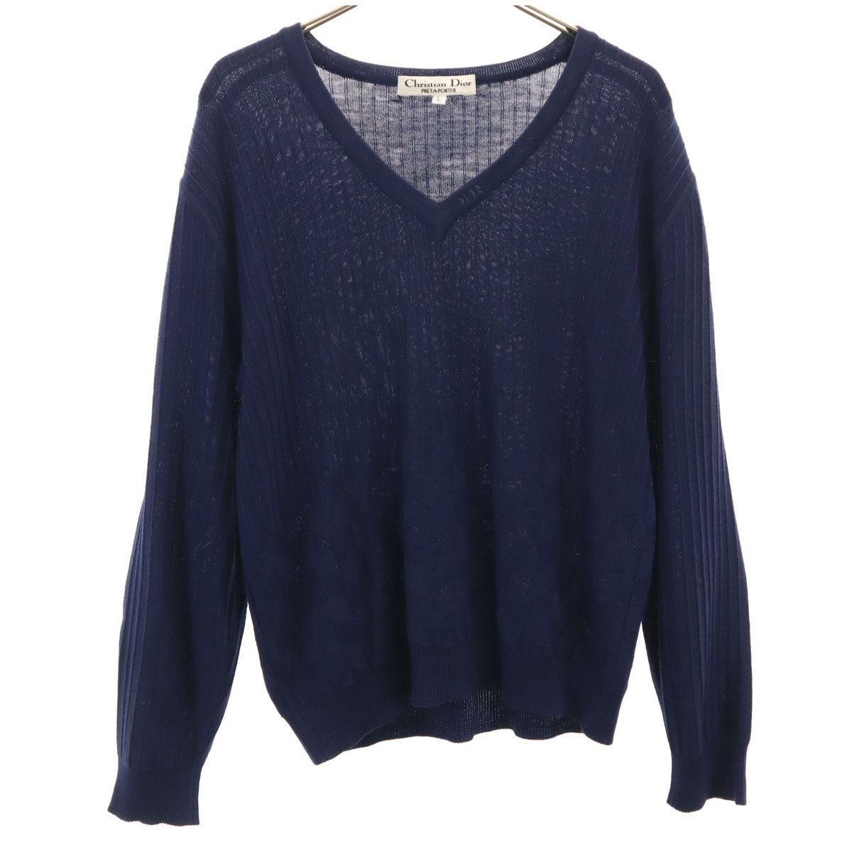 Christian Dior PRET-A-PORTER クリスチャンディオール プレタポルテ 90s オールド 長袖 ニット L ネイビー