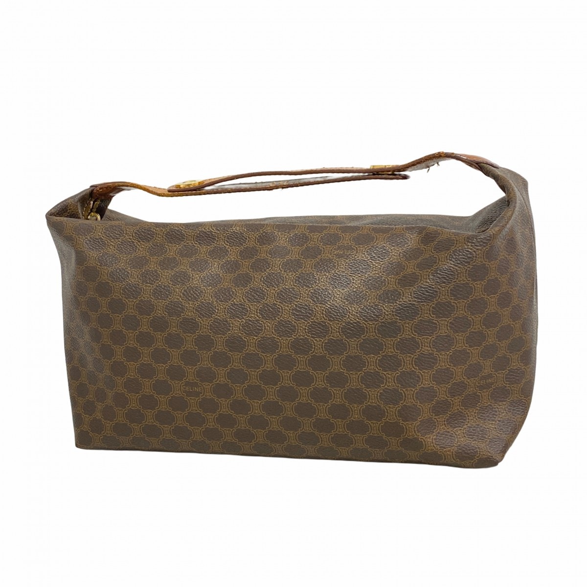 【6ce5888-k】セリーヌ ハンドバッグ マカダム PVC ブラウン ゴールド金具【中古】レディース