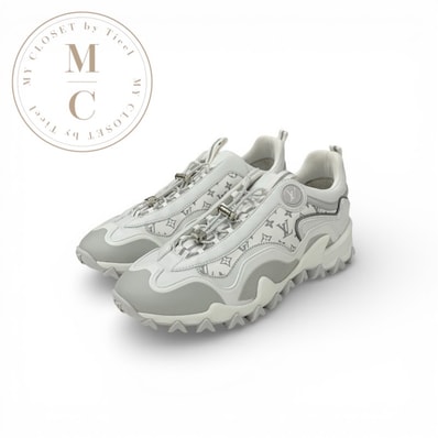 ルイヴィトン LOUIS VUITTON LVラッシュライン モノグラム スニーカー 靴 シューズ ファブリック レザー ホワイト グレー ロゴ