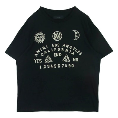 AMIRI アミリ OUIJA BOARD ウィジャボード プリント Tシャツ 半袖 カットソー コットン イタリア製 ブラック系 XL【中古】