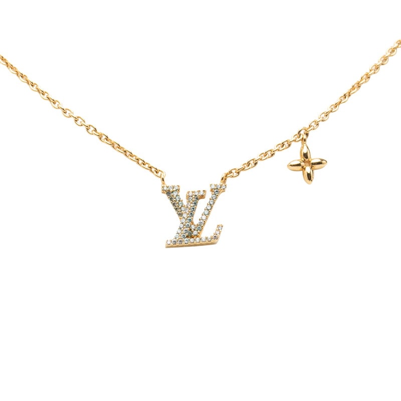ルイ ヴィトン ネックレス LV アイコニック ネックレス M00596 ゴールド メッキ ラインストーン レディース LOUIS VUITTON 中古
