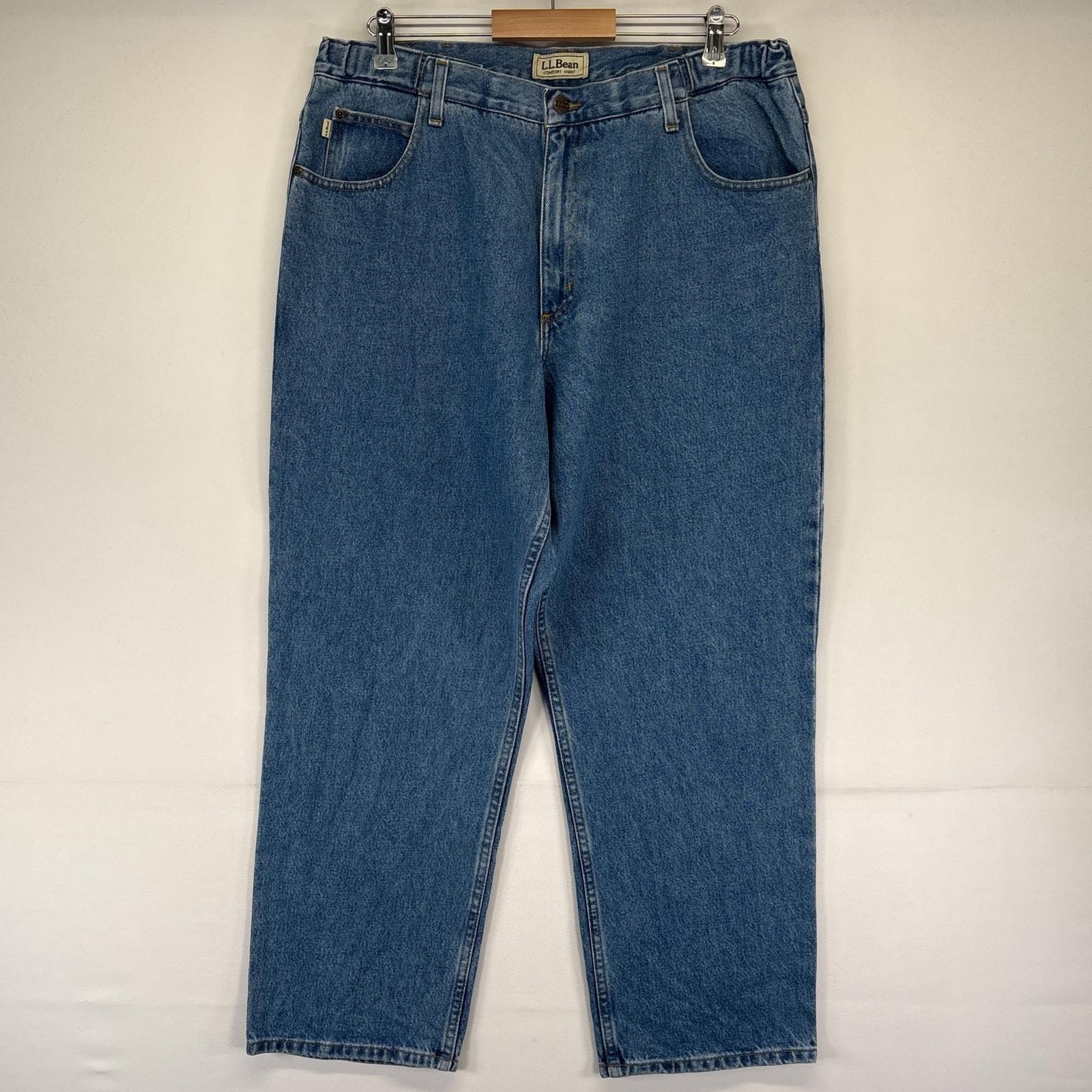 古着 エルエルビーン L.L.Bean デニム パンツ Gパン アジャスター付 テーパード 5ポケット 大きいサイズ W38×L30  ブルー系 メンズ