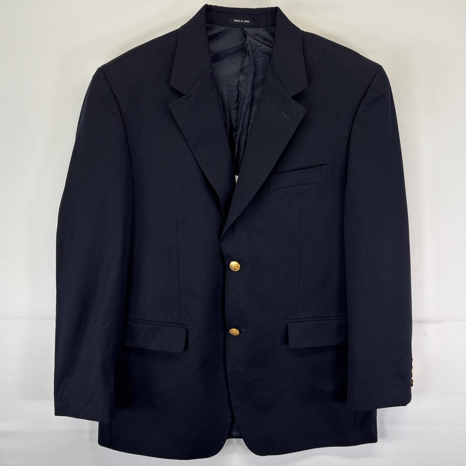 古着 ラルフローレン RALPH LAUREN テーラードジャケット スーツ ブレザー 金ボタン 39R ブラック 無地 メンズ