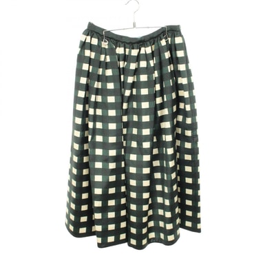 プラダ PRADA チェック スカート 衣料品 ボトムス シルク ウール レディース グリーン系 / アイボリー系 P105UG 【中古】