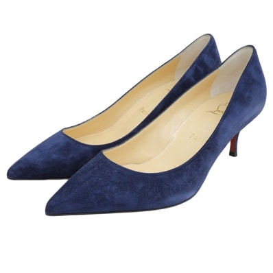 クリスチャンルブタン 新品同様 スエード KATE55 ヒールパンプス レディース ネイビー 37 37