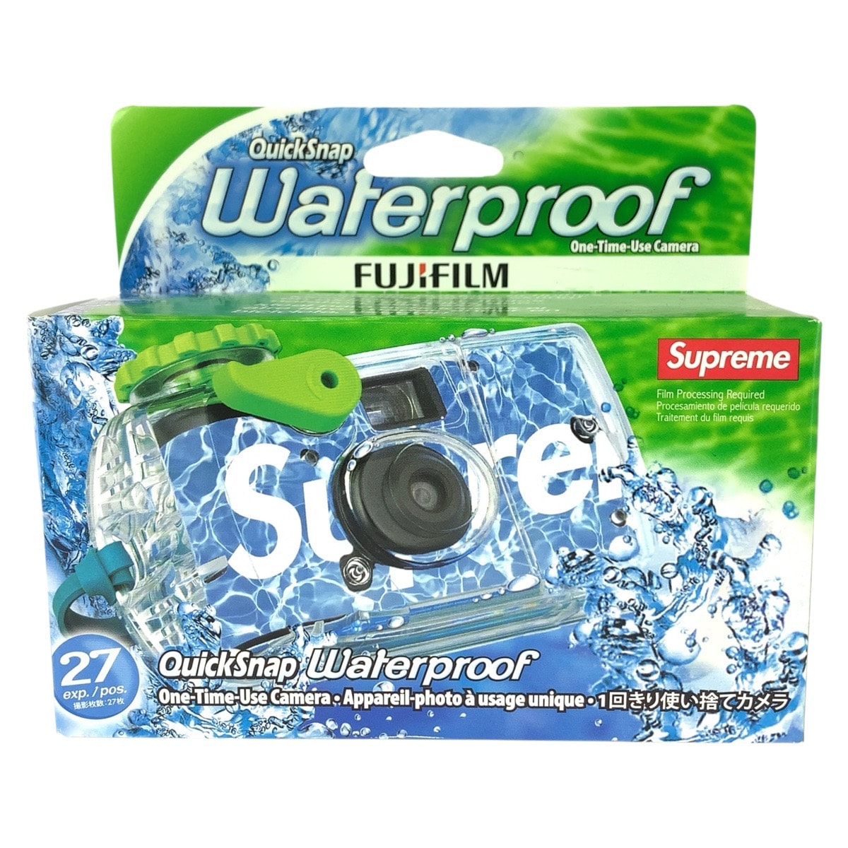 新品未使用 Supreme シュプリーム Supreme×Fujifilm Waterproof Camera クリアブルー グリーン プラスチック フィルムカメラ 防水カメラ 604441 【中古】