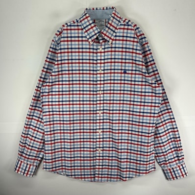古着 ブルックスブラザーズ Brooks Brothers 長袖シャツ ボタンダウン ワンポイント M レッド系 チェック メンズ