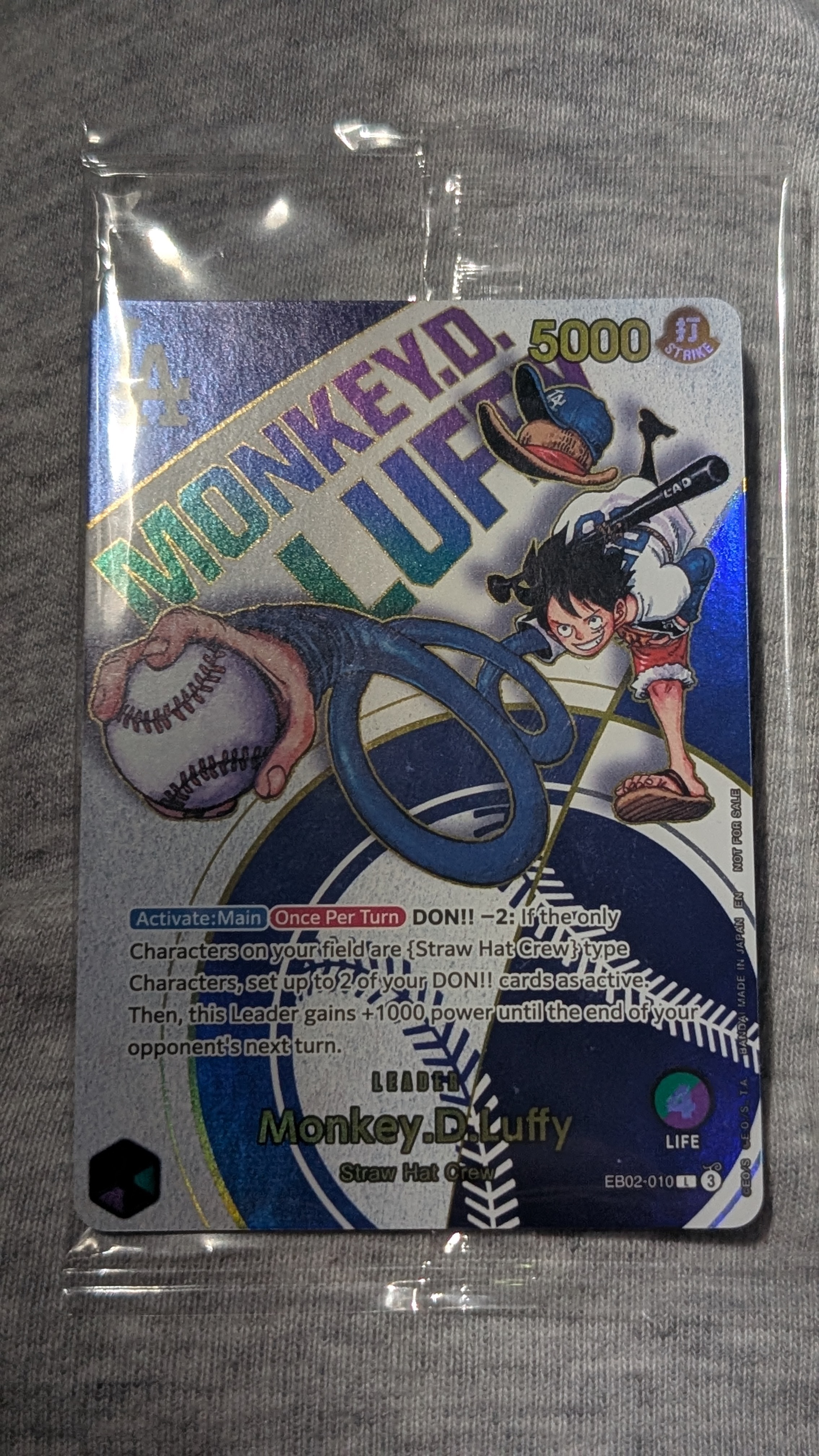 モンキー・D・ルフィ L [EB02-010]【英語版】(プロモーションカード「ワンピースカードゲーム x ロサンゼルスドジャース」)