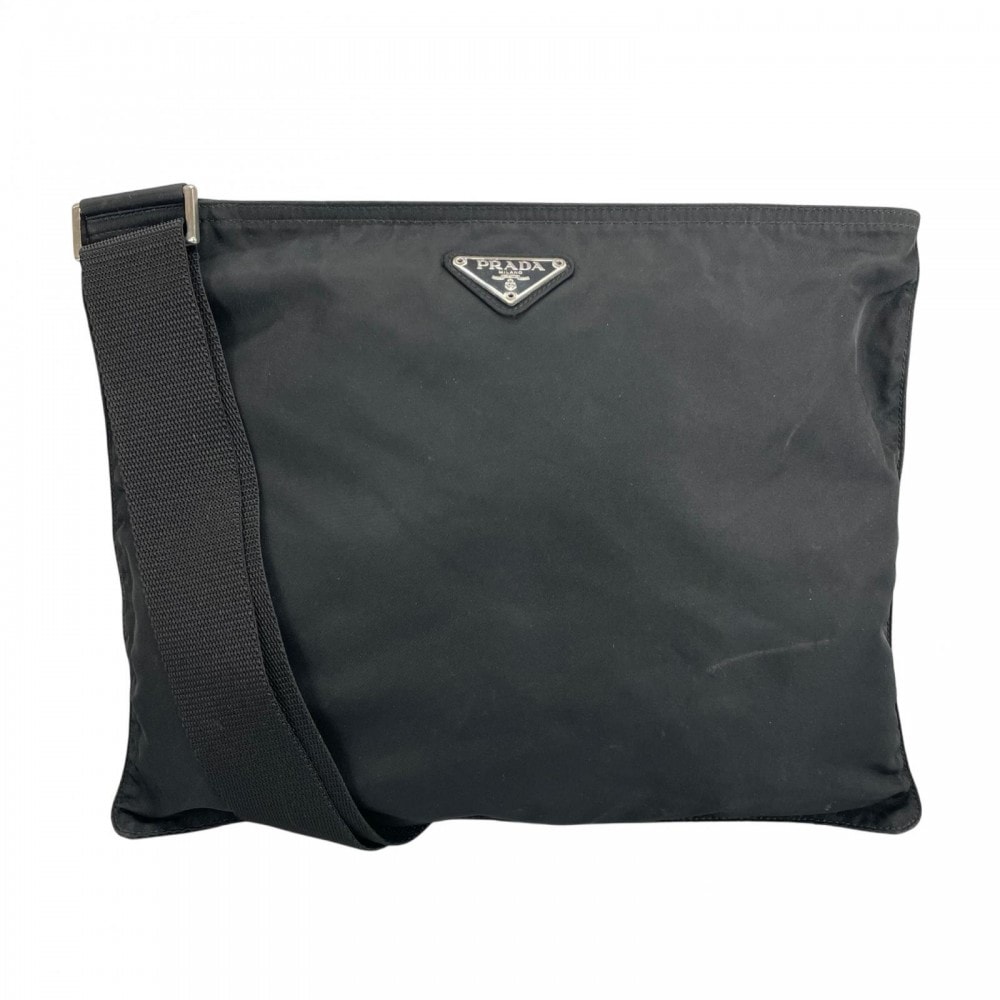 PRADA プラダ ショルダーバッグ ナイロン ブラック 黒 シルバー金具 レディース【中古品】