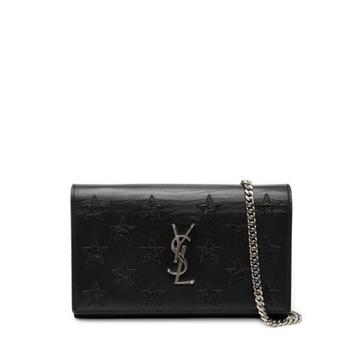 サンローラン スター YSLロゴ チェーン ショルダーバッグ ウォレット INN442015 0616 ブラック レザー レディース SAINT LAURENT 【中古】