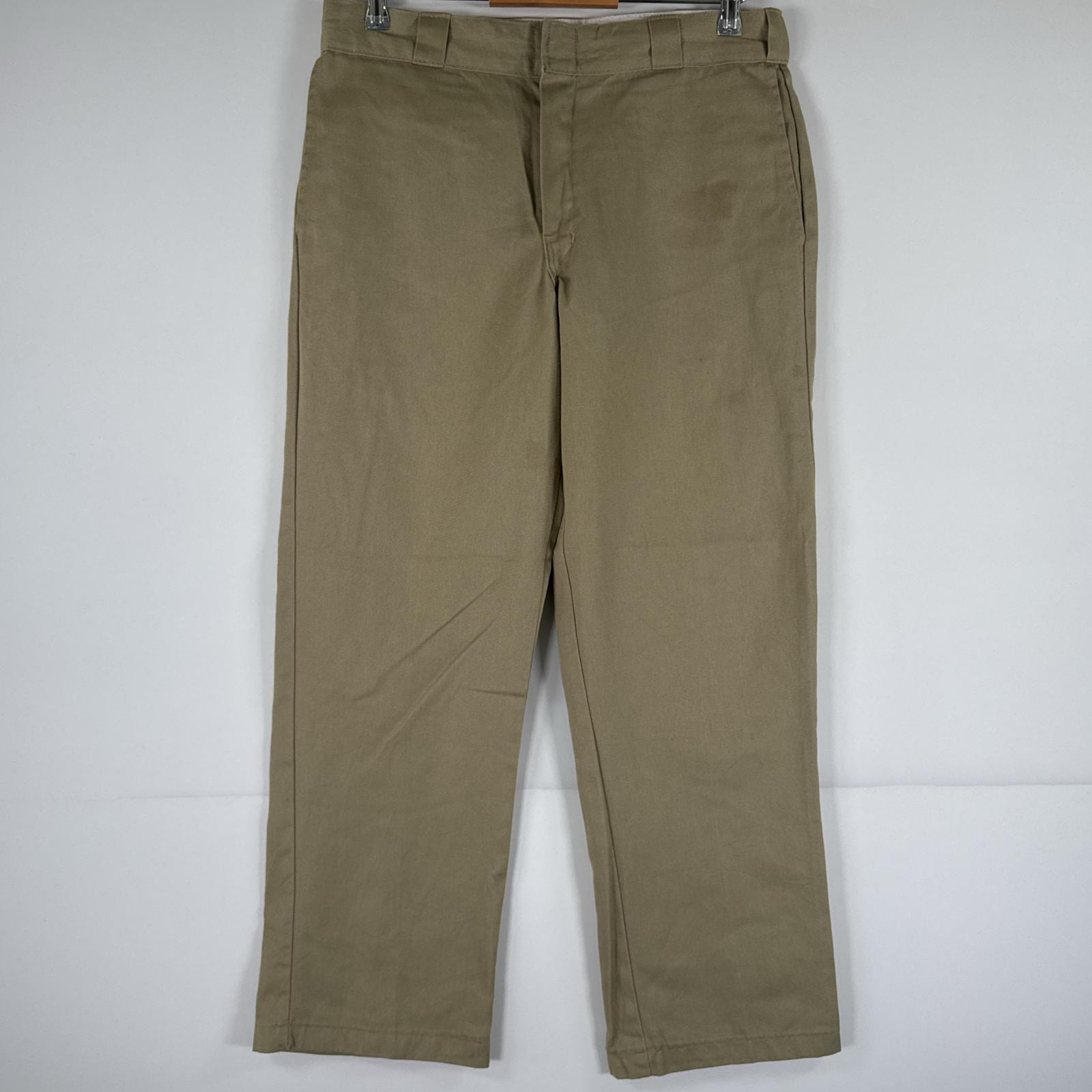 古着 ディッキーズ Dickies ワークパンツ ストレート 作業着 大きいサイズ 874 オリジナルフィット ワンポイント ベージュ メンズ