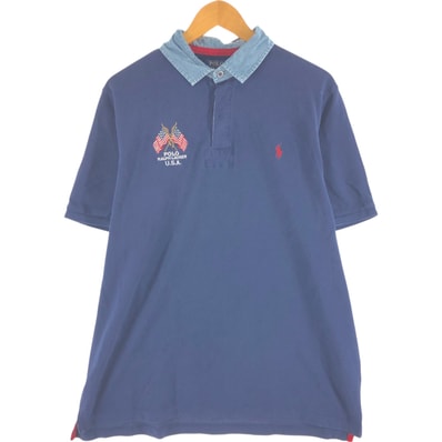 古着 ラルフローレン Ralph Lauren POLO RALPH LAUREN 星条旗柄 半袖 ポロシャツ メンズXL相当/eaa561889