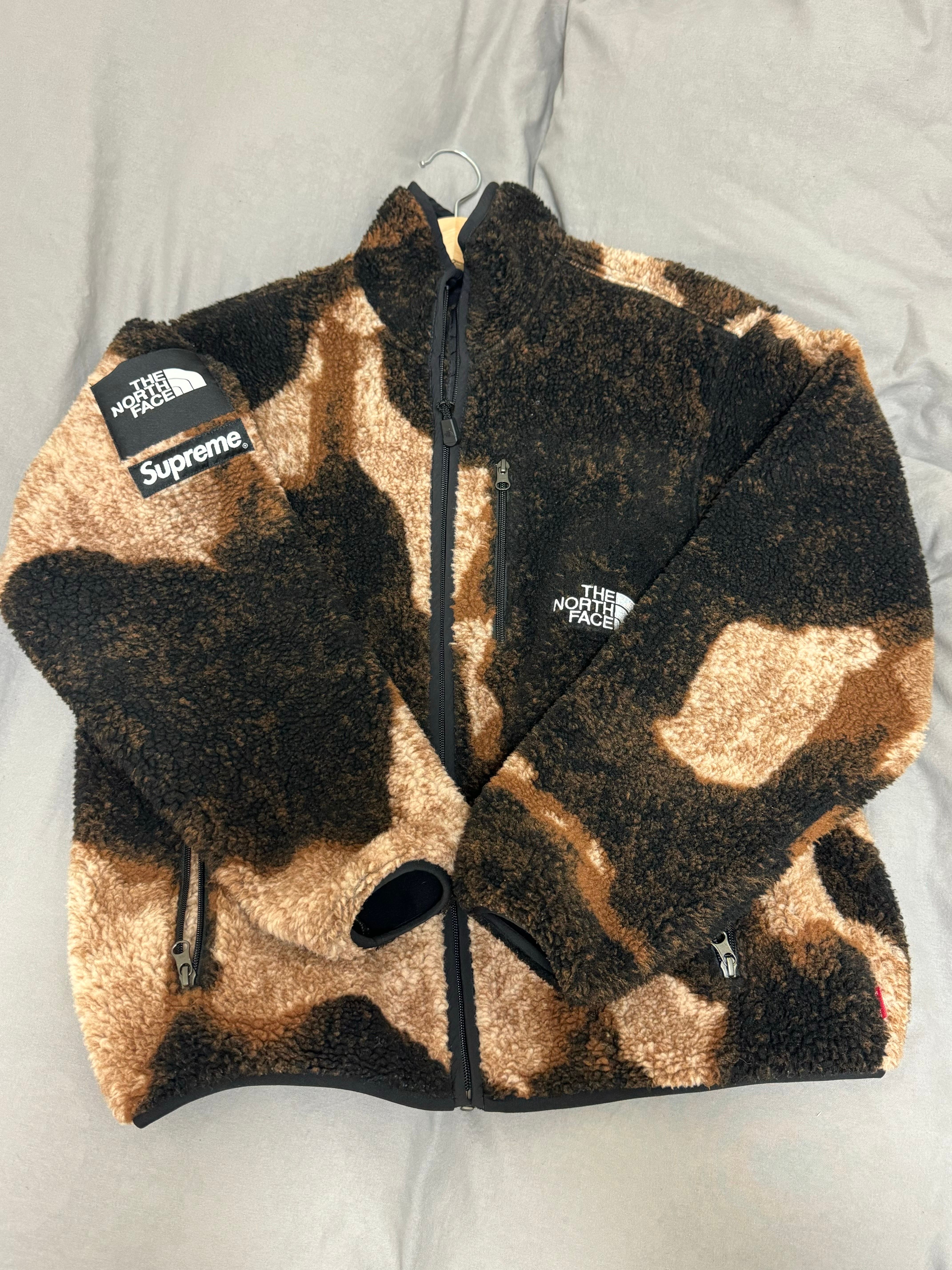 Supreme x The North Face Bleached Denim Print Fleece Jacket "Black"