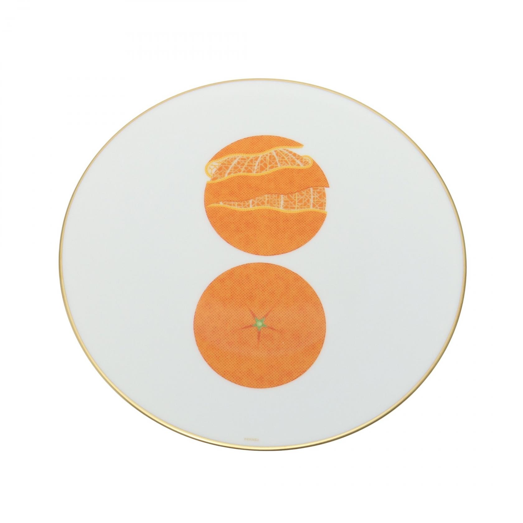 エルメス HERMES デザートプレート カオルミ 食器 アクセサリー ポーセリン ホワイト メンズ レディース ホワイト系 / オレンジ系 【中古】
