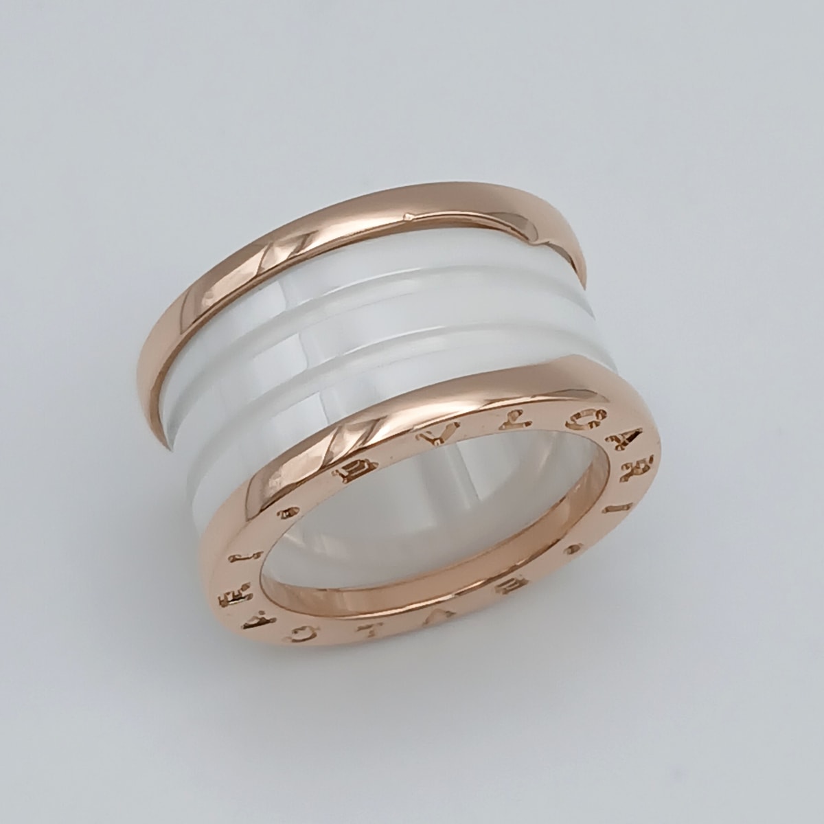 BVLGARI ブルガリ B-ZERO M 750PG ホワイトセラミック リング・指輪 AN855564 K18ピンクゴールド セラミック ホワイト  レディース【中古】