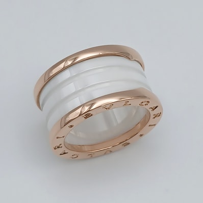 BVLGARI ブルガリ B-ZERO M 750PG ホワイトセラミック リング・指輪 AN855564 K18ピンクゴールド セラミック ホワイト レディース【中古】