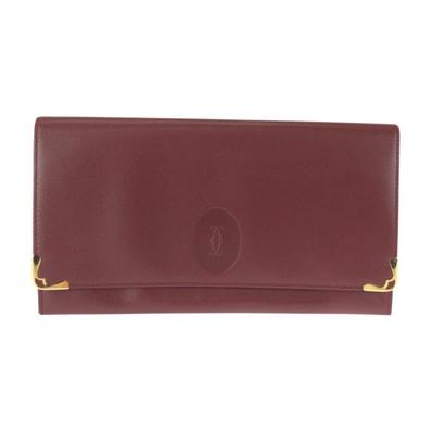 美品 CARTIER カルティエ マストライン ワインレッド ボルドー ゴールド金具 レザー クラッチバッグ セカンドバッグ 男女兼用 602256 【中古】