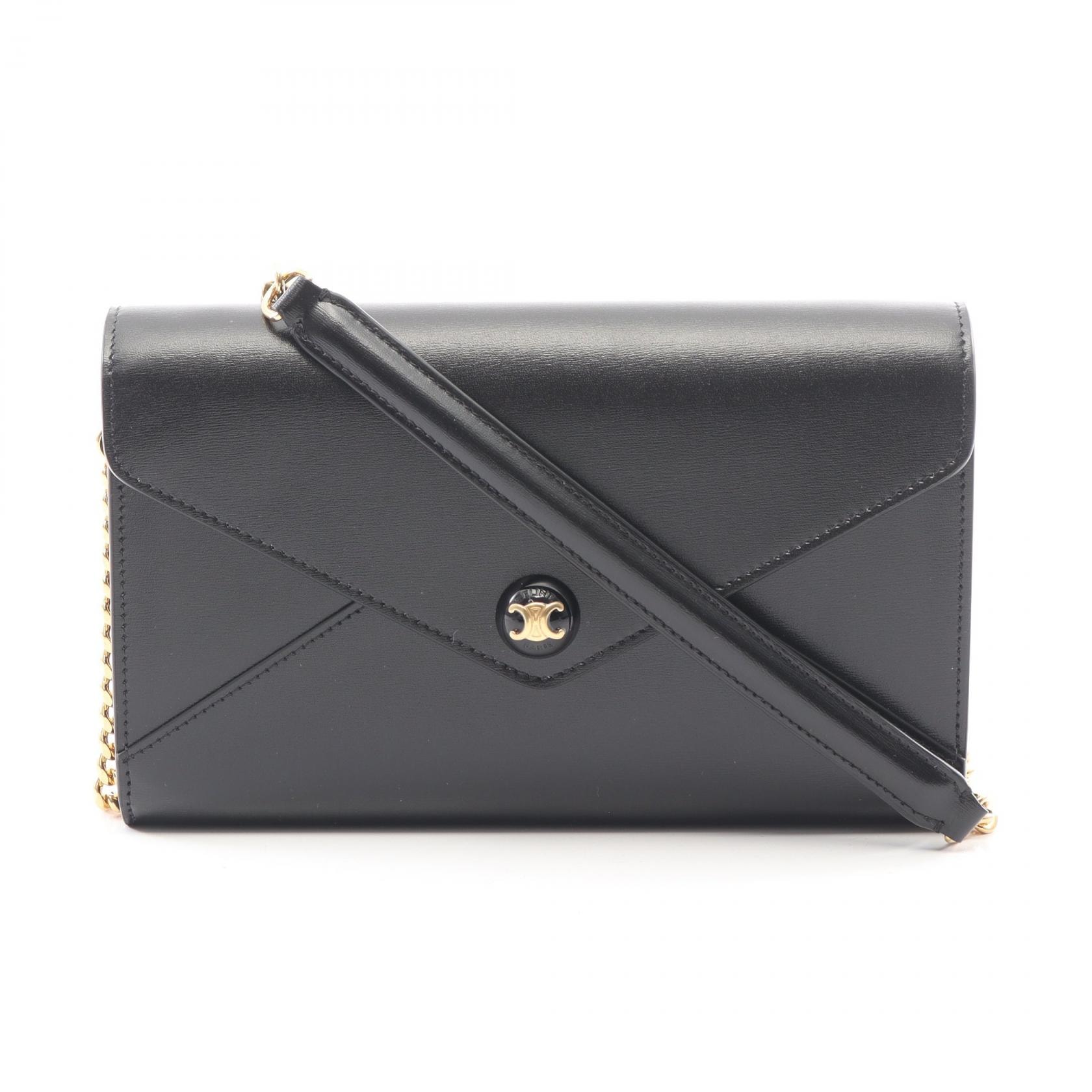 セリーヌ CELINE エンベロップ ショルダーバッグ バッグ レザー レディース ブラック系 10P663DPV38NO 【新品】