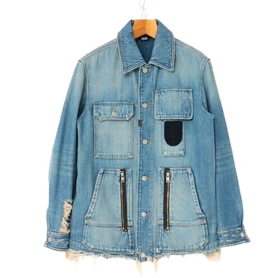 DIESEL ディーゼル D-SERLE デニムジャケット サイズXS エイジング加工 オーバーサイズ Gジャン カバーオール ブランド古着【中古】RA9065