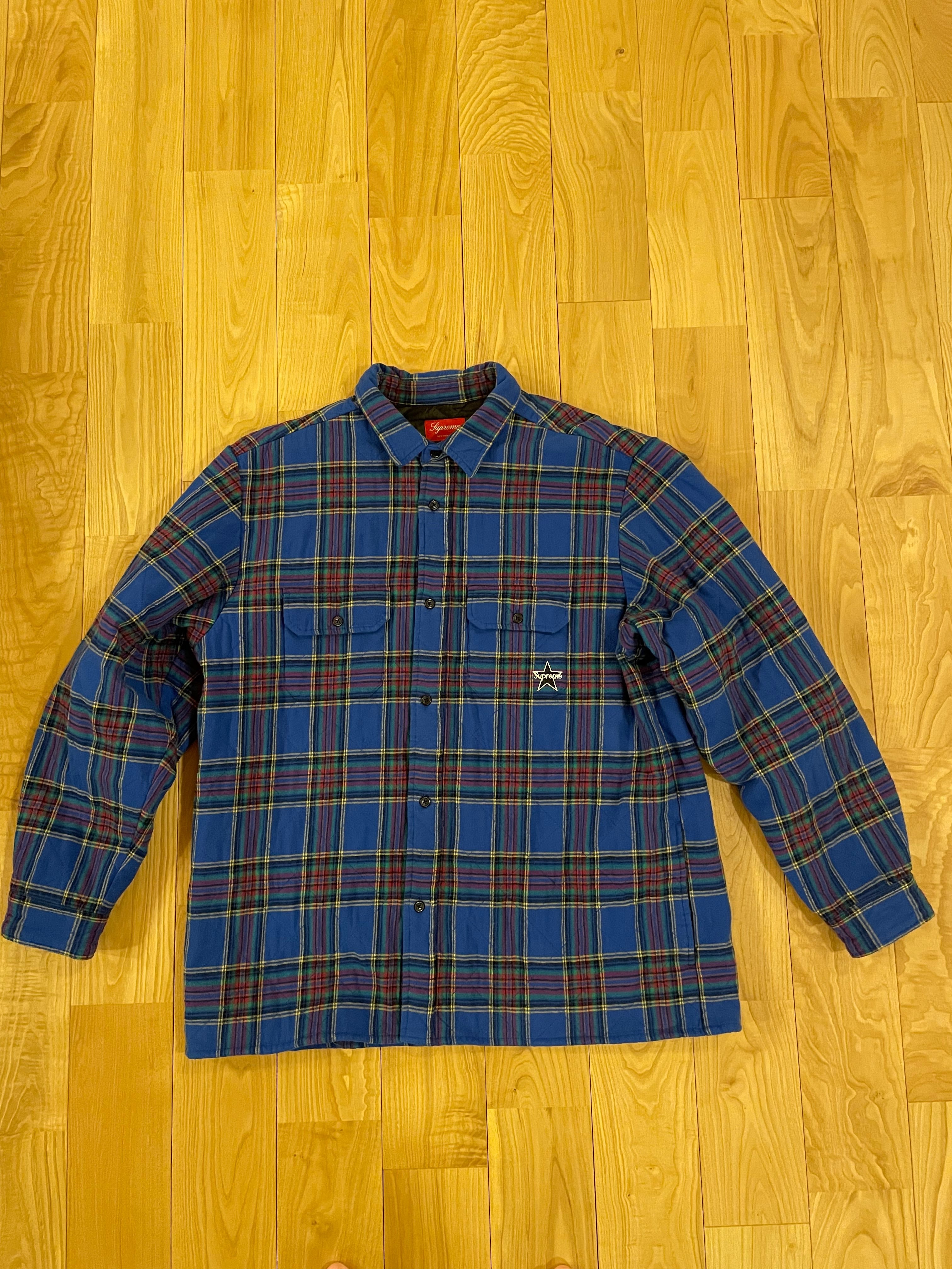 Supreme Quilted Plaid Flannel Shirt "Dusty Royal"