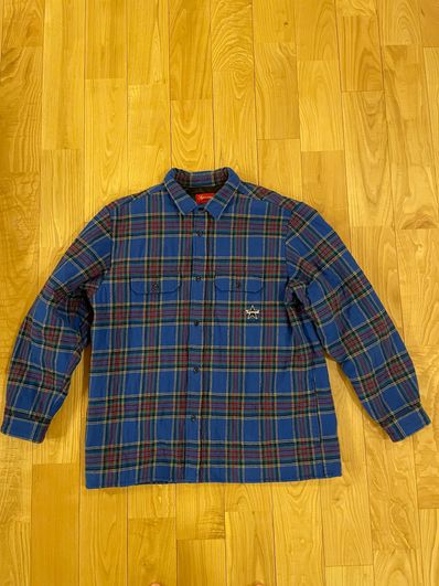 Supreme Quilted Plaid Flannel Shirt "Dusty Royal"
