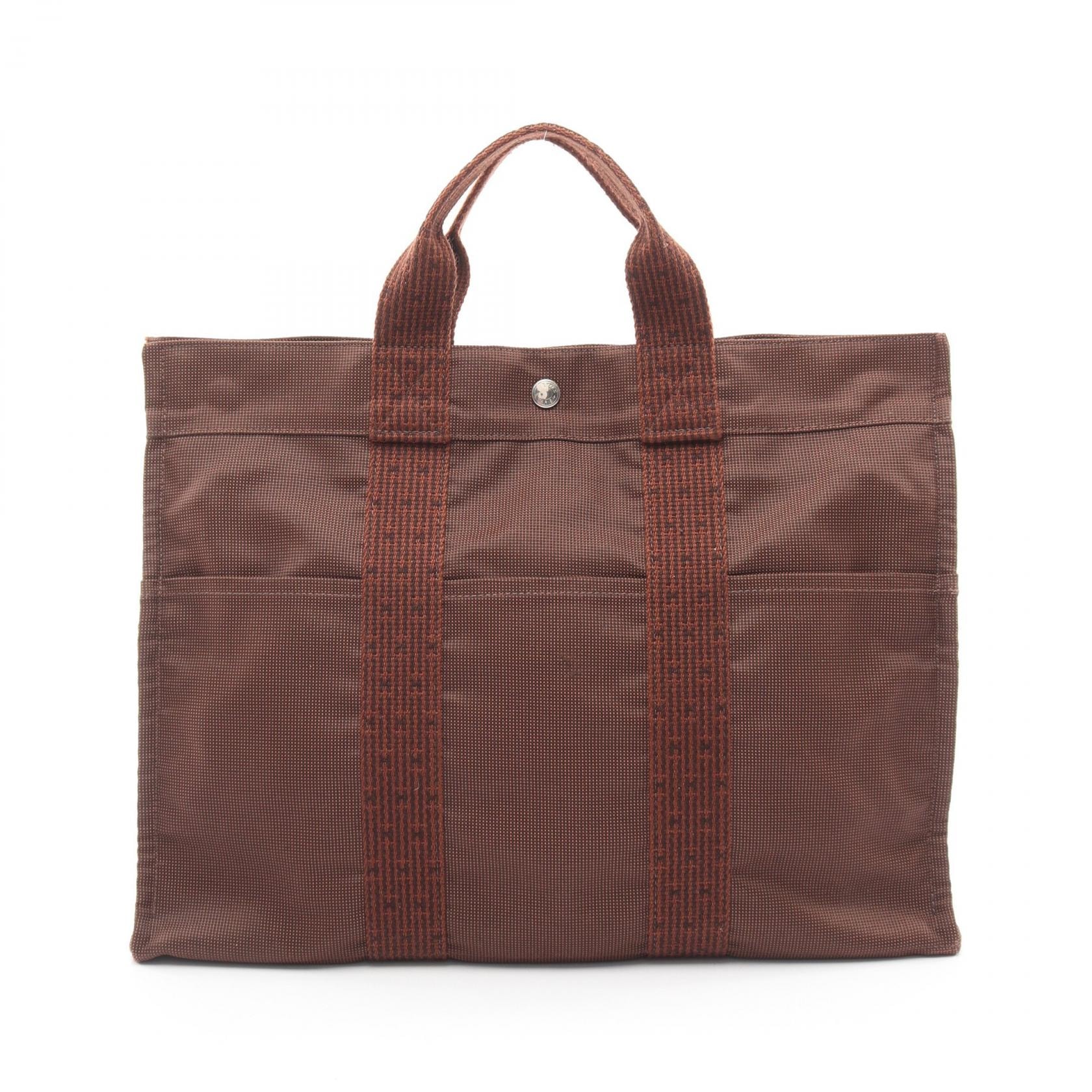 エルメス HERMES エールラインMM トートバッグ バッグ キャンバス ナイロンキャンバス メンズ レディース ブラウン系 【中古】