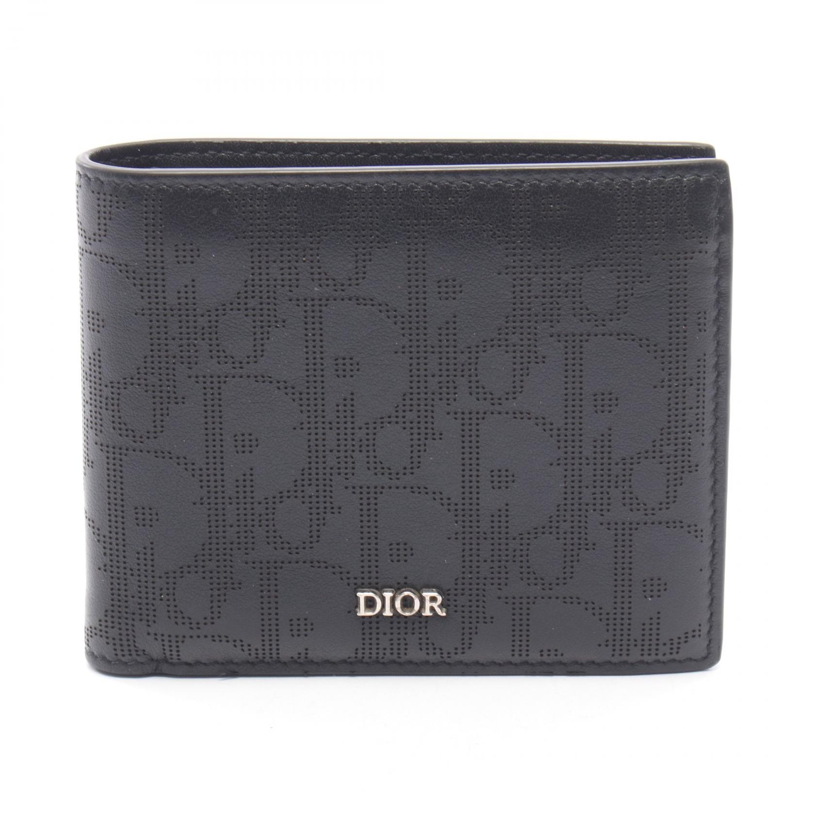 ディオール Dior オブリーク ギャラクシー 二つ折り財布 財布 レザー メンズ ブラック系 【中古】