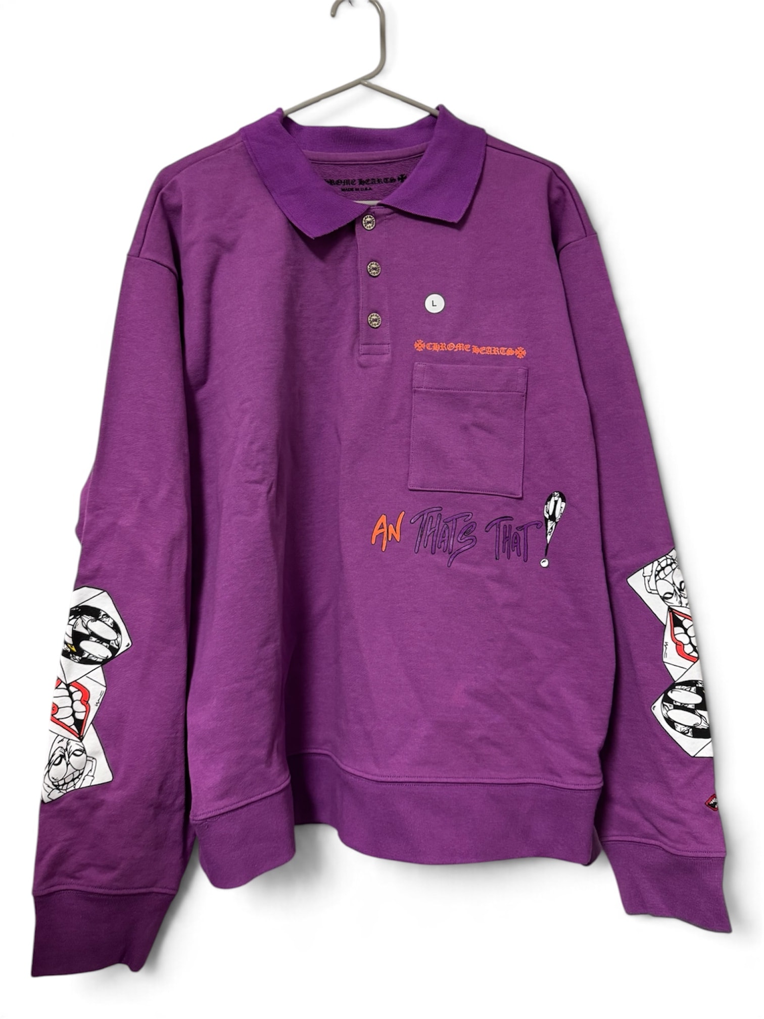 Chrome Hearts Matty Boy "I Want More Not Less" L/S Polo Shirt "Purple"