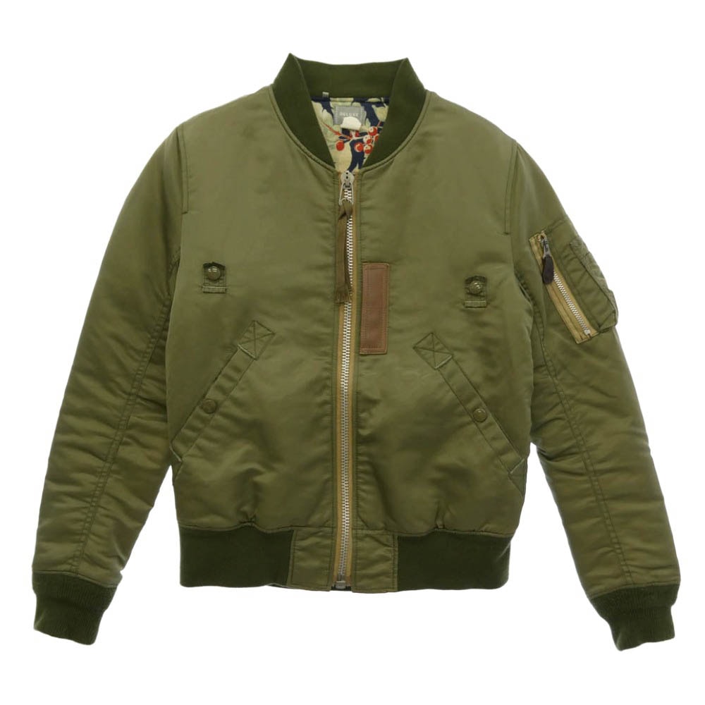 DELUXE デラックス D5195 裏地総柄 フライトジャケット ブルゾン カーキ系 S【中古】
