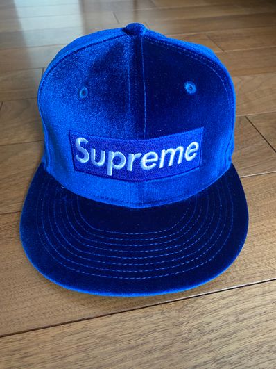 Supreme Velour Box Logo New Era "Navy"