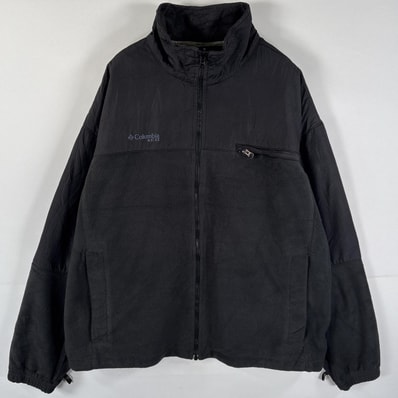 古着 コロンビア Columbia フリースジャケット フルジップ 大きいサイズ ワンポイント刺繍ロゴ 胸ポケット 14041 ブラック メンズ