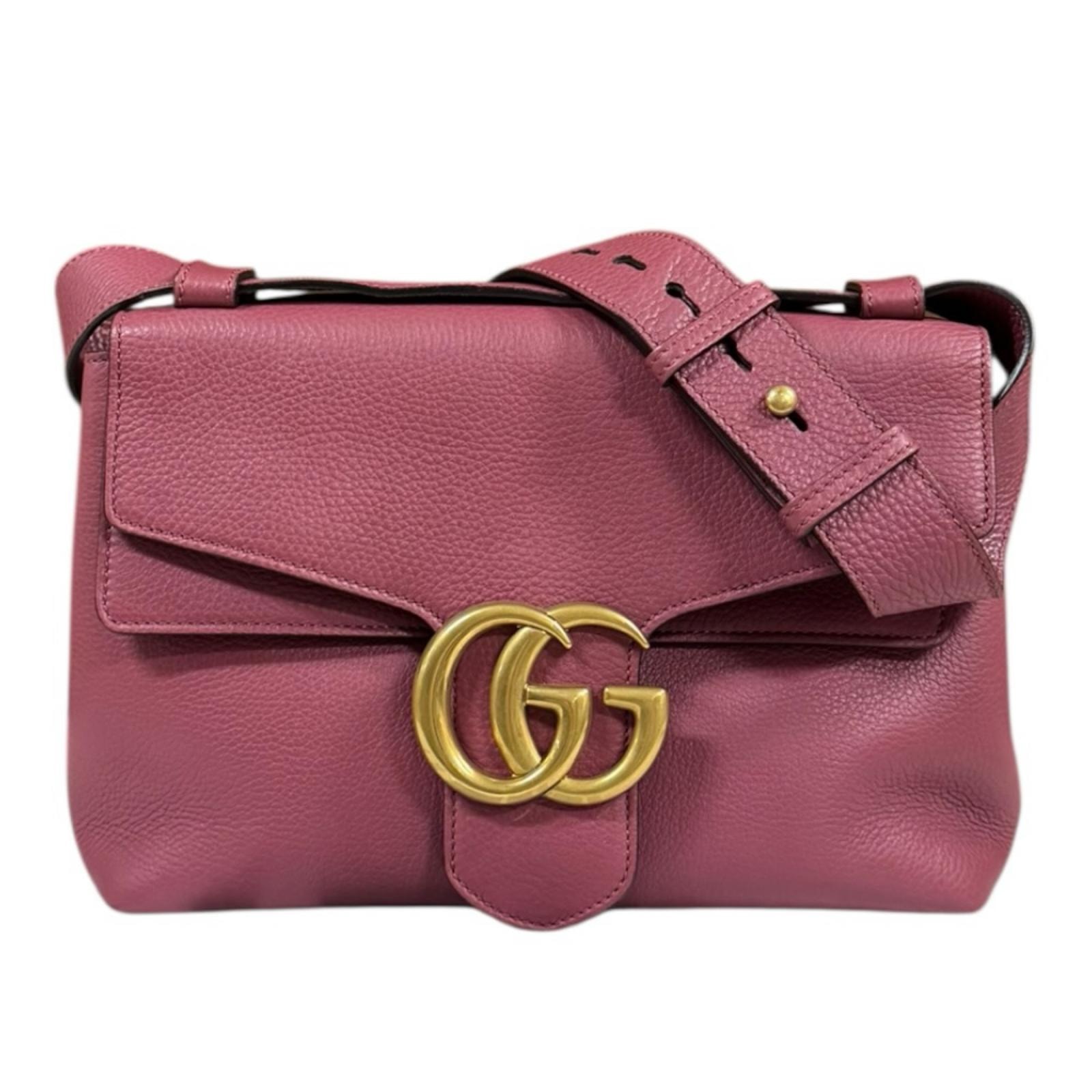 グッチ GGマーモント ショルダーバッグ レザー 401173 ピンク レディース GUCCI 中古