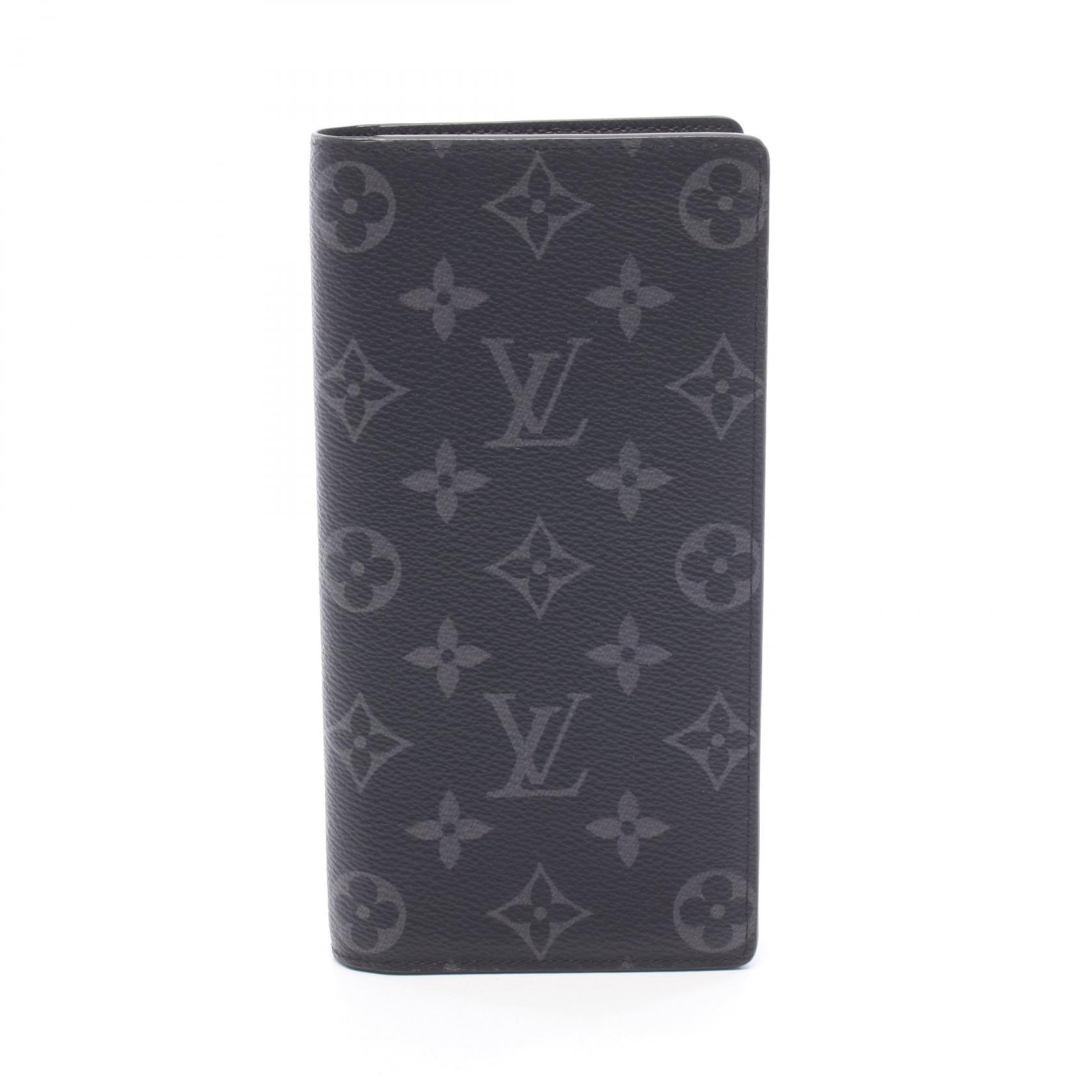 ルイ・ヴィトン LOUIS VUITTON ポルトフォイユ ブラザ モノグラムエクリプス 二つ折り長財布 財布 PVC メンズ ブラック系 M61697 【中古】